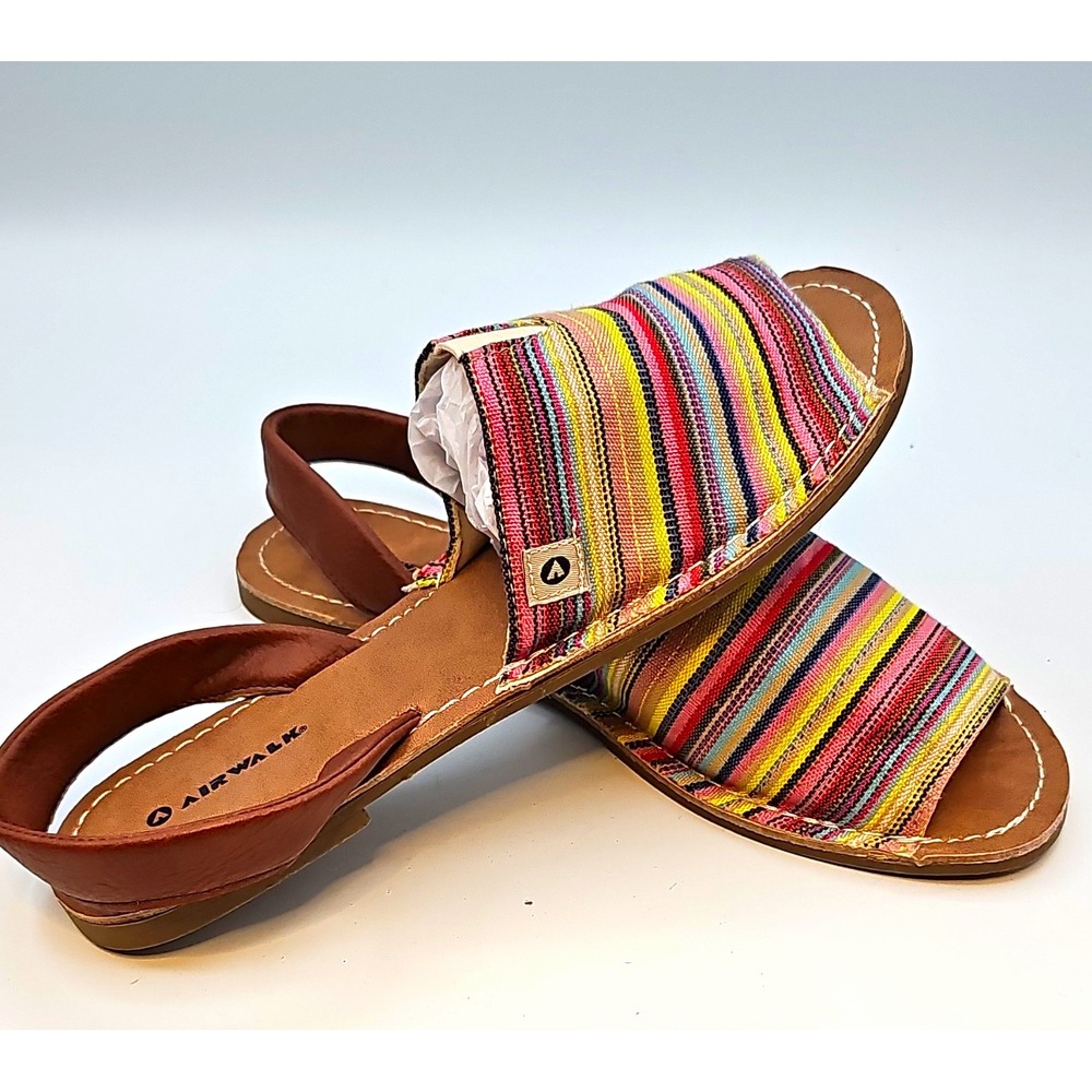 Airwalk Womens Multicolor Striped Slingback Slip-On Sandals Elastic Strap 7